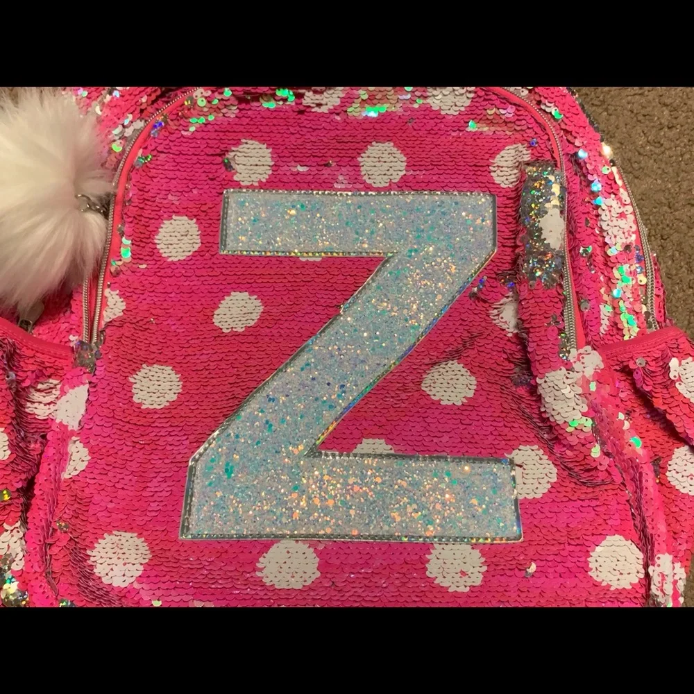 Justice Polka Dot Flip Sequins Backpack Initial Z